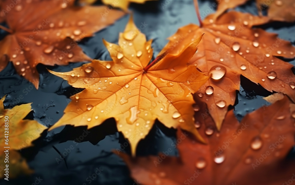 Wall mural maple leaf in autumn with maple tree under sunlight background