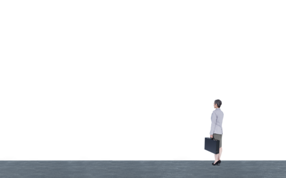 Digital png illustration of caucasian businesswoman holding suitcase on transparent background - Powered by Adobe