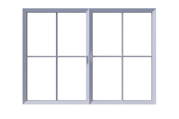 Digital png illustration of window with grey frame on transparent background