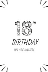 Digital png illustration of 18th birthday text on transparent background
