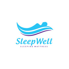 Sleep Well Comfort Sleeping Expression Vector Logo in Free Flowing Style with Soft Visual Appearance
