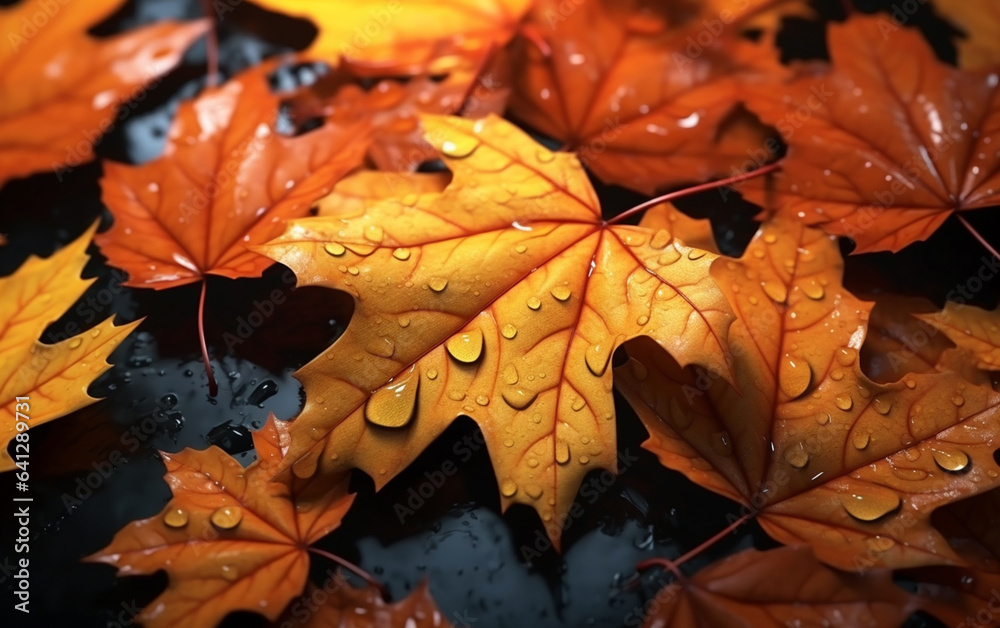 Wall mural maple leaf in autumn with maple tree under sunlight background