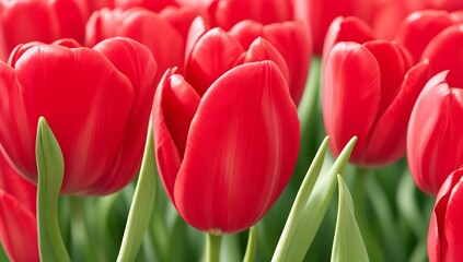 Close-Up Photo of a Bouquet of Mature Red Tulips in Full Bloom