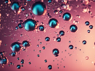 bubbles chemical liquid pink macro. chemical reaction in living organisms harmful to helium and methane in liquid states