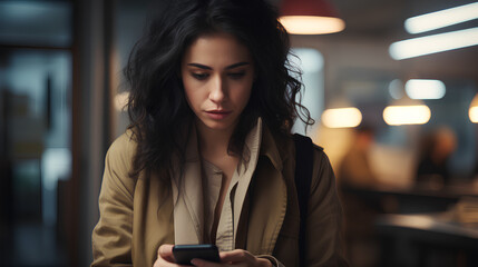 A woman, filled with sadness and disappointment, encounters unfavorable news online. Seated within her office workspace, a businesswoman grapples with dejection while perusing distressing information 