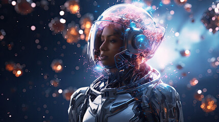 Futuristic explorer in an advanced space suit