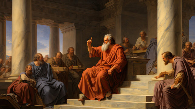Ancient Greek philosophers engaged in discourse
