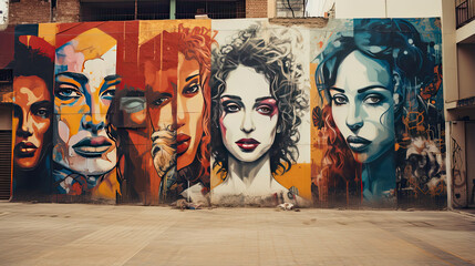 Modern artists participating in a street art festival