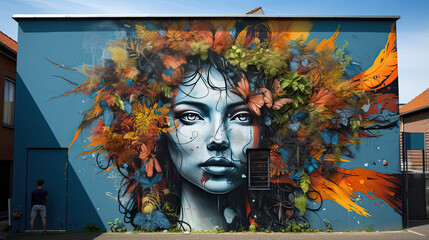 Modern artists participating in a street art festival