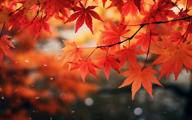 maple leaf in autumn with maple tree under sunlight background