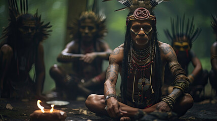 Tribal shaman conducting a spiritual ceremony