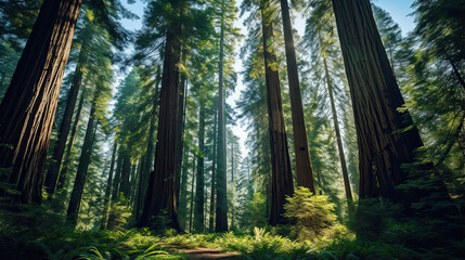 Towering redwood trees forming a natural cathedral