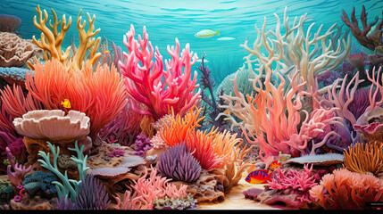Ultra-detailed representation of a vibrant coral reef