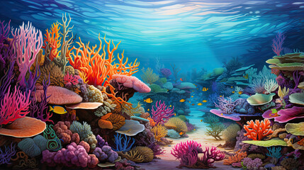 Ultra-detailed representation of a vibrant coral reef
