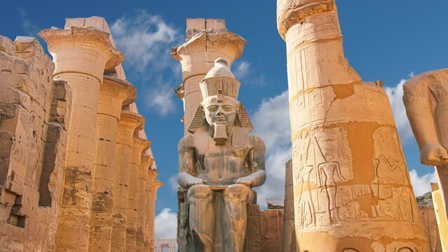 The ruins of the central temple of Amun-Ra, on the right bank of the Nile, in the southern part of Thebes, within the modern city of Luxor.