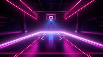 Foto op Plexiglas game corridor wall indoor room background empty neon interior arena hall.  © Ziyan Yang