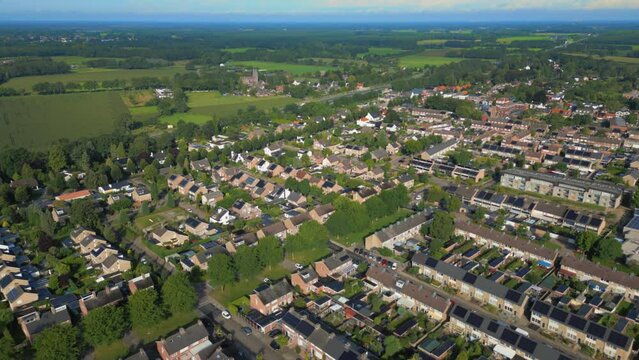 Aerial of Dutch village in rural Brabant Maarheeze part of Cranendonck
