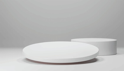 Minimal white podium or pedestal for product showcase, empty platform stand display, blank stage for presentation, 3d vector

