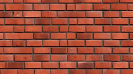 Obraz premium Clean red brick wall, grey mortar, seamless pattern, tile pattern