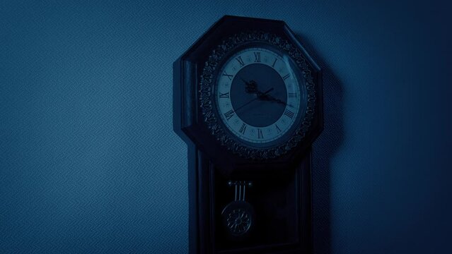 Moving Past Antique Wall Clock In The Dark