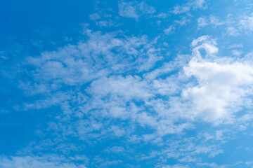 Fototapeta na wymiar Blue Sky with White Clouds, Sunny Cloudy Sky Texture Background, Fluffy Clouds Pattern, Sunny Cumulus