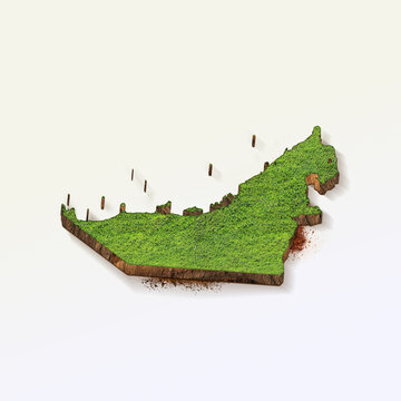 High-quality UAE 3D soil map, United Arab Emirates 3D soil map render.
