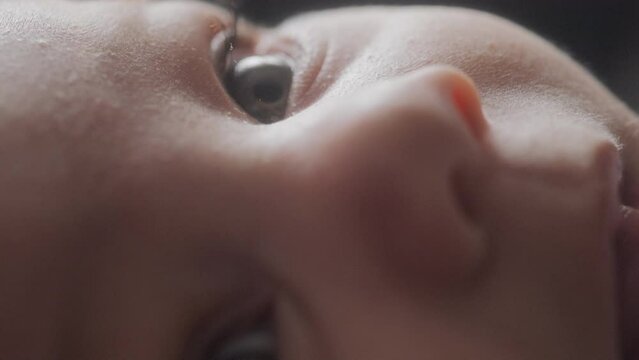 Macro shot of a baby boy's eyes