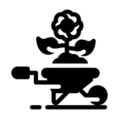 wheel barrow line icon best for web design