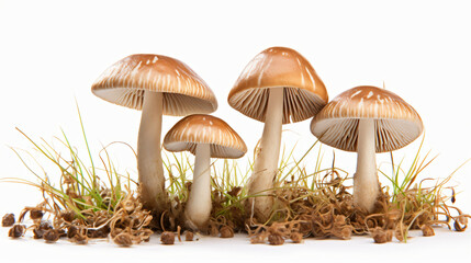 Macro mushrooms isolated on white background