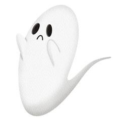 Halloween White Ghost Watercolor.