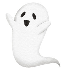 Halloween White Ghost Watercolor.