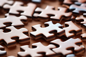 Intricate Patterns and Meticulous Craftsmanship Revealed in the Fine Detail of Close-Up Jigsaw Puzzle Pieces