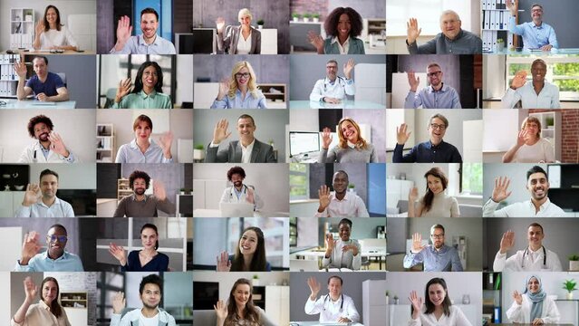 Video Conferencing Call Waving Hello