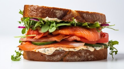 sandwich with salmon and vegetables