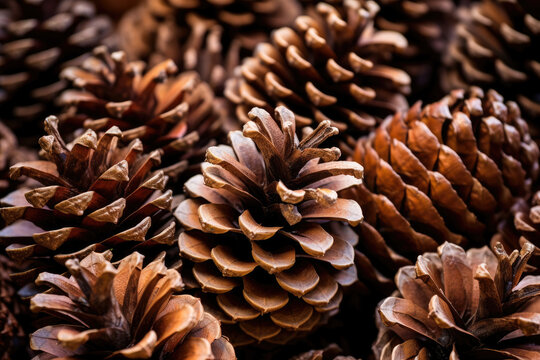 Nature's intricate artistry captured in a mesmerizing close-up of delicate pinecones