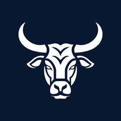 bull head portrait with big horn