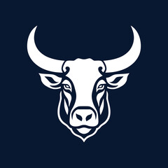 bull head portrait with big horn