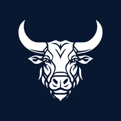 bull head portrait with big horn