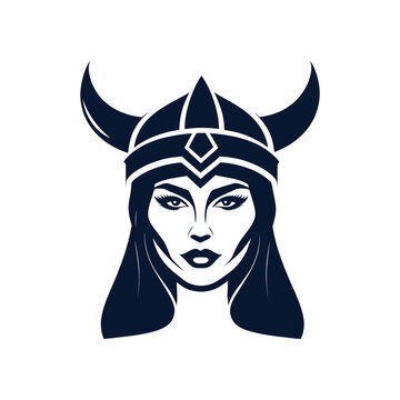 recommend clip art: woman viking wearing horned helm silhouette with in black color