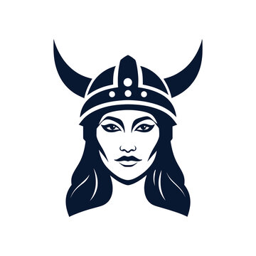 recommend clip art: woman viking wearing horned helm silhouette with in black color