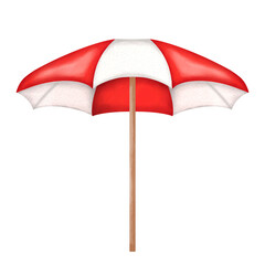 Red beach umbrella Watercolor.	