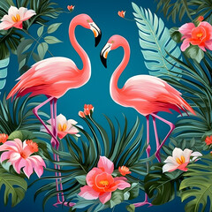 pattern with flamingos