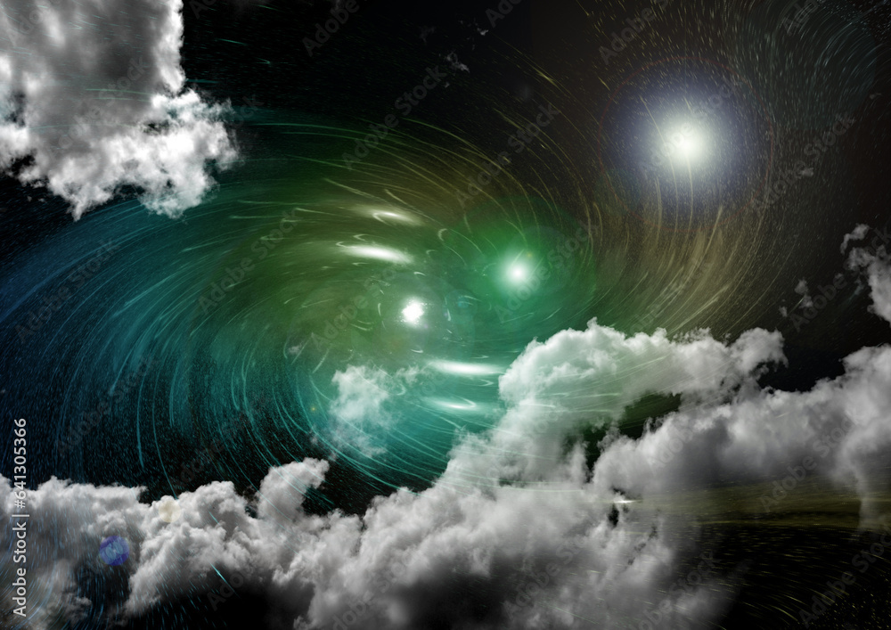 Wall mural galaxy in a free space. 3d rendering