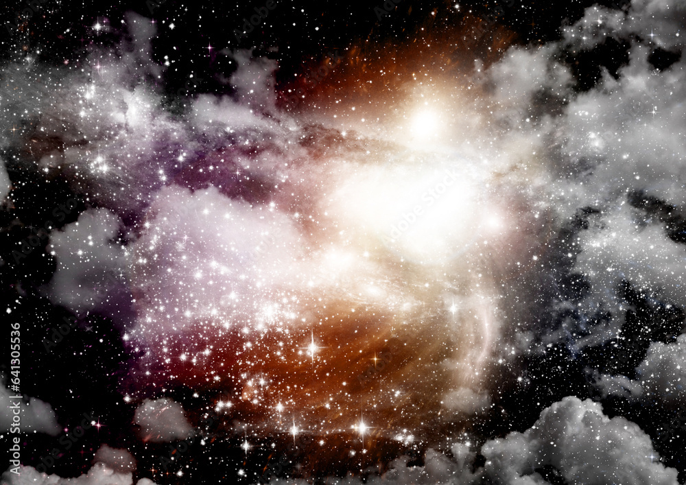 Wall mural galaxy in a free space. 3d rendering