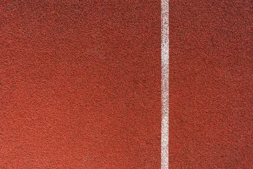 Rugzak Running track surface with lanes and lines on a track and field athletics stadium. Sport running, jogging or walking runway. © Longfin Media