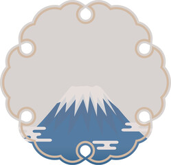 Naklejka premium 浮世絵風の富士山と雪輪フレーム
