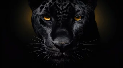 Foto op Plexiglas Illustration of panther on a black background © Veniamin Kraskov