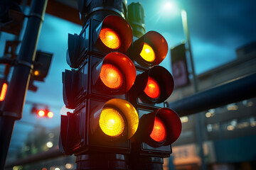 Traffic Control. Traffic Lights Adjusted for Smooth Flow around Work Site