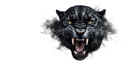 Illustration of panther on a white background with copy space
