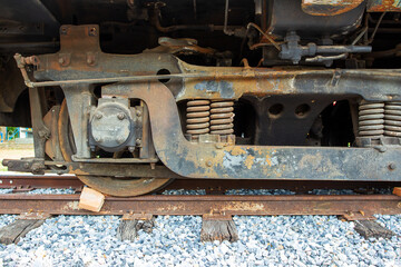 An old train on a disused tracks